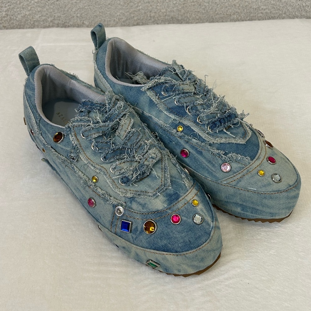 Azalea Wang | Embellished Denim Sneakers